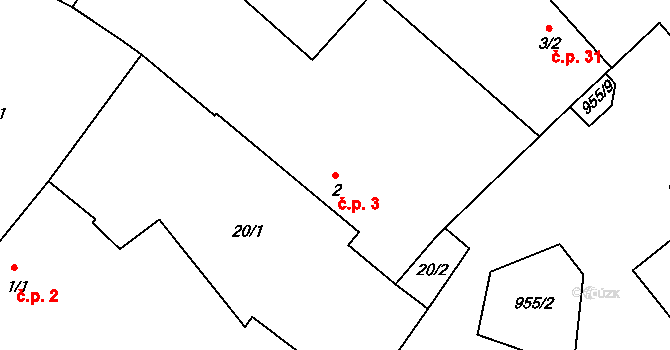 Bežerovice 3, Sudoměřice u Bechyně na parcele st. 2 v KÚ Bežerovice, Katastrální mapa