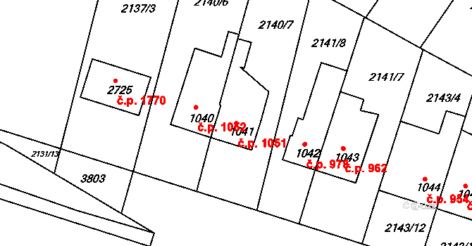 Lysá nad Labem 1051 na parcele st. 1041 v KÚ Lysá nad Labem, Katastrální mapa