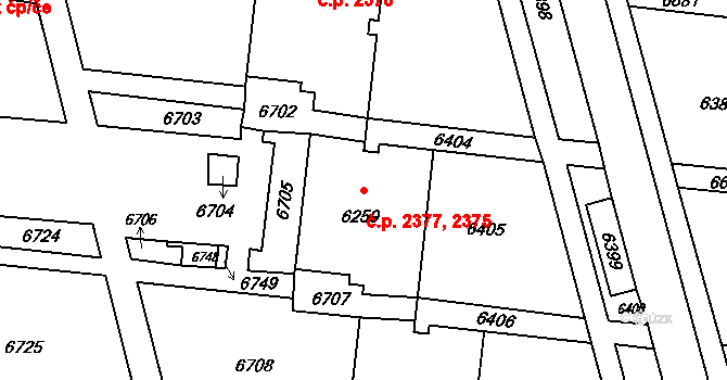 Líšeň 2375,2377, Brno na parcele st. 6259 v KÚ Líšeň, Katastrální mapa