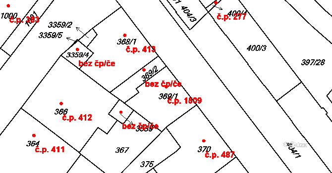 Pelhřimov 1509 na parcele st. 369/1 v KÚ Pelhřimov, Katastrální mapa