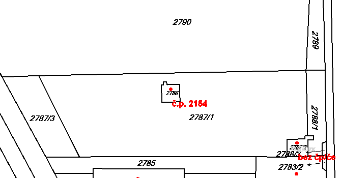 Frýdek 2154, Frýdek-Místek na parcele st. 2786 v KÚ Frýdek, Katastrální mapa