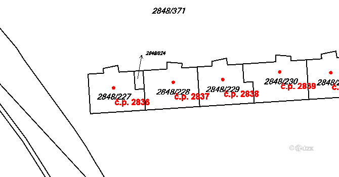 Záběhlice 2837, Praha na parcele st. 2848/228 v KÚ Záběhlice, Katastrální mapa