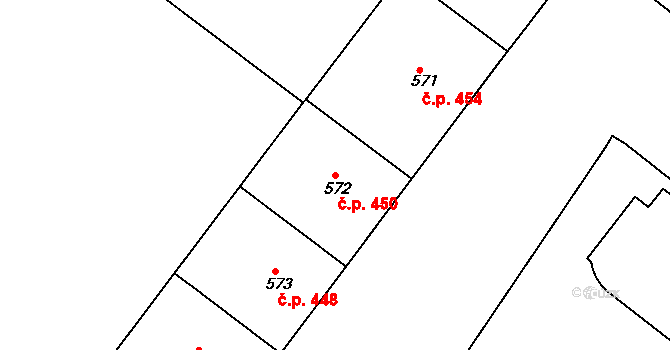 Holešovice 450, Praha na parcele st. 572 v KÚ Holešovice, Katastrální mapa