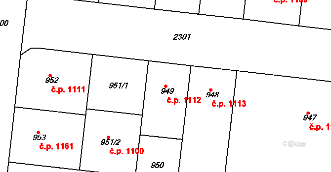 Holešovice 1112, Praha na parcele st. 949 v KÚ Holešovice, Katastrální mapa