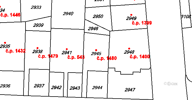 Vinohrady 1480, Praha na parcele st. 2945 v KÚ Vinohrady, Katastrální mapa