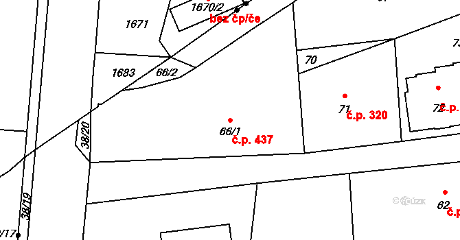 Rumburk 2-Horní Jindřichov 437, Rumburk na parcele st. 66/1 v KÚ Horní Jindřichov, Katastrální mapa