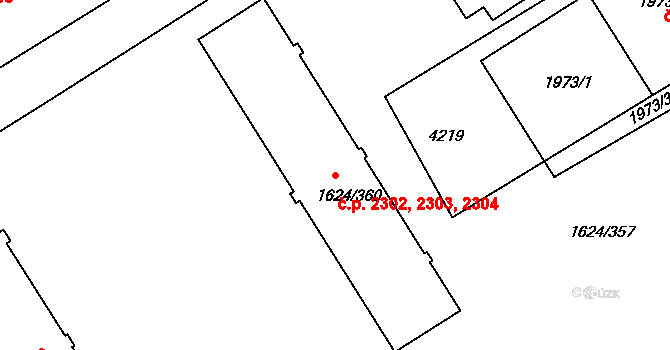 Mizerov 2302,2303,2304, Karviná na parcele st. 1624/360 v KÚ Karviná-město, Katastrální mapa