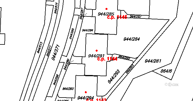 Šumbark 1144, Havířov na parcele st. 944/291 v KÚ Šumbark, Katastrální mapa