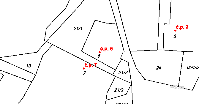 Branišov 6, Vyskytná na parcele st. 6 v KÚ Branišov pod Křemešníkem, Katastrální mapa