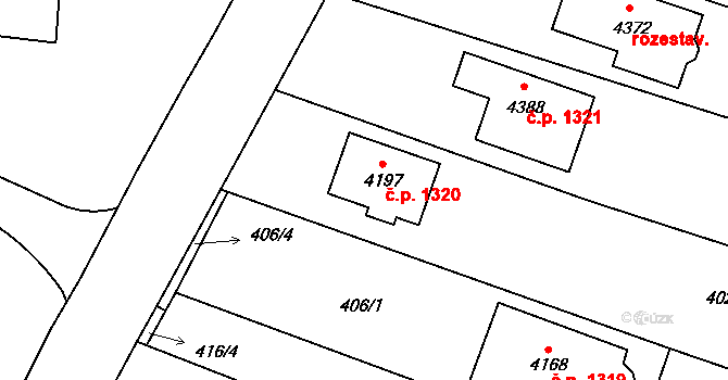 Kyjov 1320 na parcele st. 4197 v KÚ Kyjov, Katastrální mapa