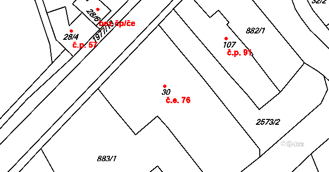 Hrádek na Vlárské dráze 76, Slavičín na parcele st. 30 v KÚ Hrádek na Vlárské dráze, Katastrální mapa