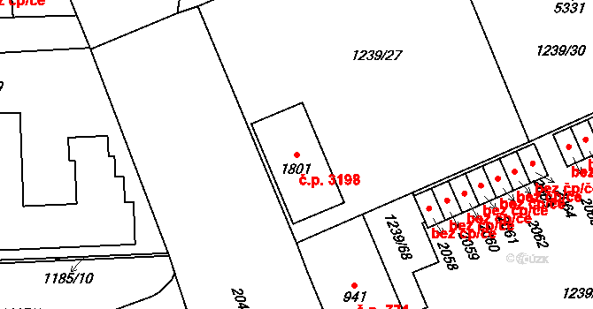 Šumperk 3198 na parcele st. 1801 v KÚ Šumperk, Katastrální mapa