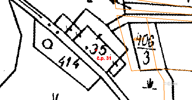 Milence 31, Dešenice na parcele st. 35 v KÚ Milence, Katastrální mapa