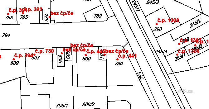 Kladno 38594404 na parcele st. 801 v KÚ Motyčín, Katastrální mapa