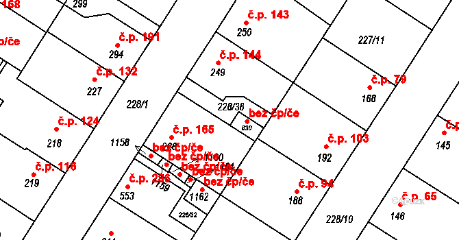 Pchery 38600404 na parcele st. 830 v KÚ Pchery, Katastrální mapa
