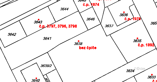 Chomutov 39080404 na parcele st. 3638 v KÚ Chomutov I, Katastrální mapa