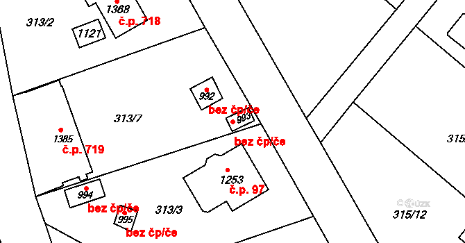 Jablonné nad Orlicí 39410404 na parcele st. 993 v KÚ Jablonné nad Orlicí, Katastrální mapa