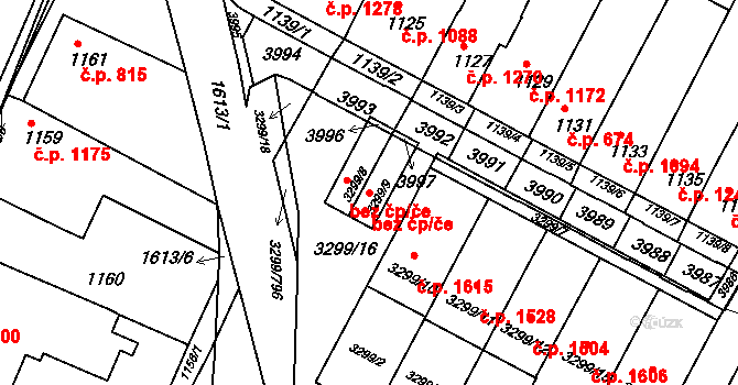 Kunovice 40630404 na parcele st. 3299/9 v KÚ Kunovice u Uherského Hradiště, Katastrální mapa