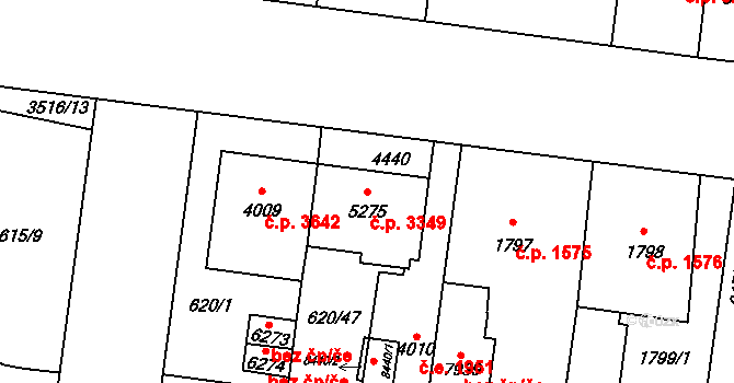 Zlín 3349 na parcele st. 5275 v KÚ Zlín, Katastrální mapa