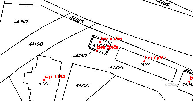 Chomutov 42157404 na parcele st. 4425/2 v KÚ Chomutov I, Katastrální mapa