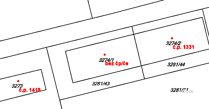 Břeclav 42846404 na parcele st. 3274/1 v KÚ Poštorná, Katastrální mapa