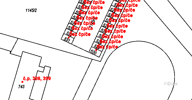 Luže 43714404 na parcele st. 530 v KÚ Luže, Katastrální mapa