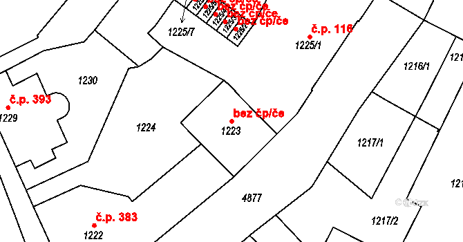 Vysoké Mýto 45496404 na parcele st. 1223 v KÚ Vysoké Mýto, Katastrální mapa