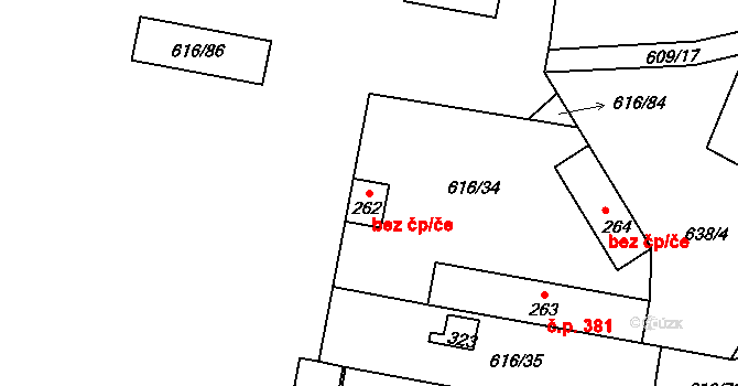 Otovice 45861404 na parcele st. 262 v KÚ Otovice u Karlových Var, Katastrální mapa