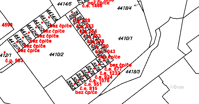 Chomutov 1424 na parcele st. 5575 v KÚ Chomutov I, Katastrální mapa