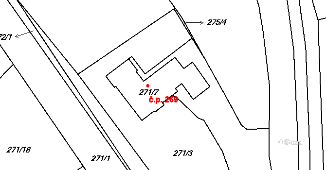 Přerov VII-Čekyně 269, Přerov na parcele st. 271/7 v KÚ Čekyně, Katastrální mapa