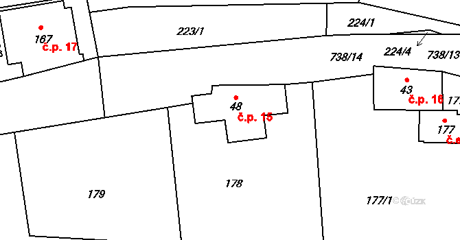 Herbortice 15, Cotkytle na parcele st. 48 v KÚ Herbortice, Katastrální mapa