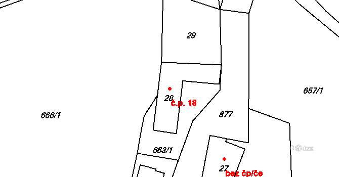 Kramolín 18 na parcele st. 28 v KÚ Kramolín u Nepomuka, Katastrální mapa