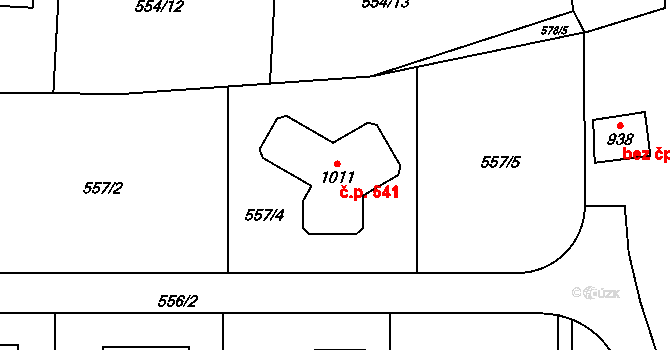 Černý Vůl 541, Statenice na parcele st. 1011 v KÚ Statenice, Katastrální mapa