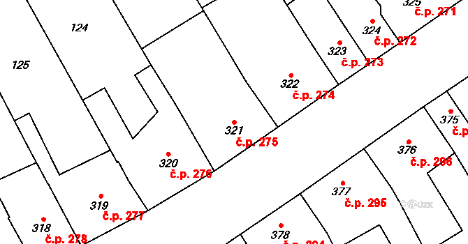 Nový Jičín 275 na parcele st. 321 v KÚ Nový Jičín-Horní Předměstí, Katastrální mapa