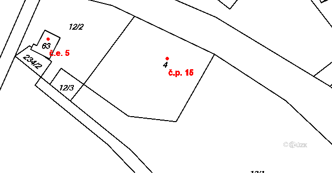 Chuchel 15, Jeřišno na parcele st. 4 v KÚ Chuchel, Katastrální mapa