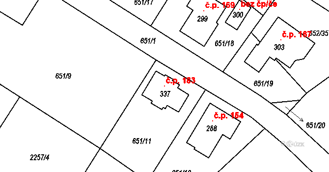 Vitín 183 na parcele st. 337 v KÚ Vitín, Katastrální mapa