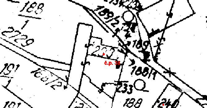 Horní Štěpánov 38 na parcele st. 233 v KÚ Horní Štěpánov, Katastrální mapa