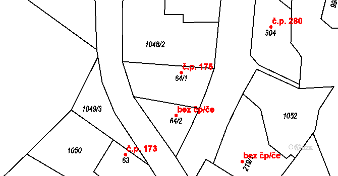 Jevišovice 175 na parcele st. 64/1 v KÚ Jevišovice, Katastrální mapa