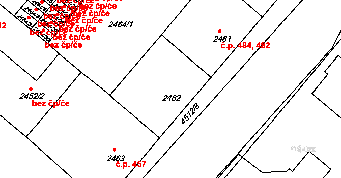 Hlouška 482,484, Kutná Hora na parcele st. 2462 v KÚ Kutná Hora, Katastrální mapa
