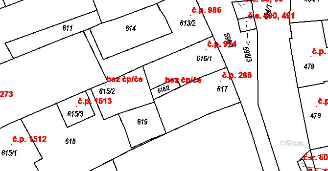 Hustopeče 118908405 na parcele st. 616/2 v KÚ Hustopeče u Brna, Katastrální mapa