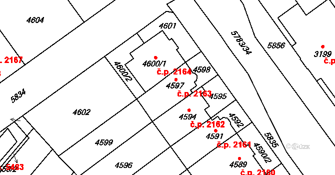 Jihlava 2163 na parcele st. 4597 v KÚ Jihlava, Katastrální mapa