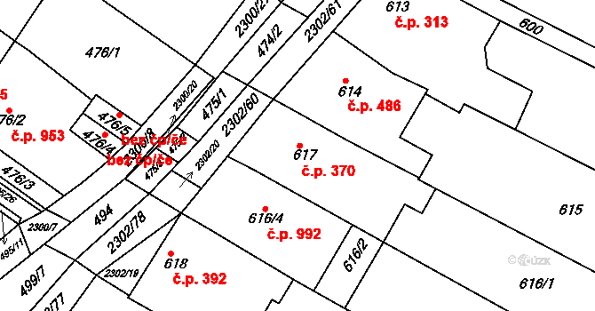 Svatobořice 370, Svatobořice-Mistřín na parcele st. 617 v KÚ Svatobořice, Katastrální mapa