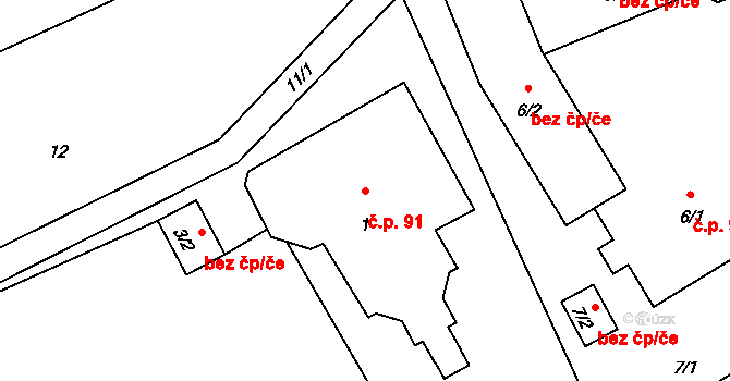 Třanovice 91 na parcele st. 1 v KÚ Třanovice, Katastrální mapa