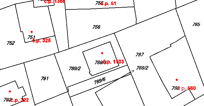 Lutyně 1103, Orlová na parcele st. 789/3 v KÚ Horní Lutyně, Katastrální mapa