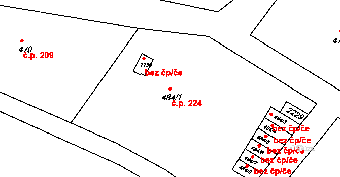 Prachatice II 224, Prachatice na parcele st. 484/1 v KÚ Prachatice, Katastrální mapa