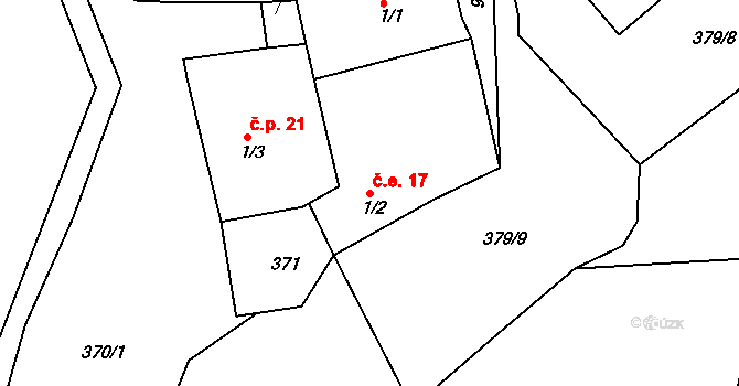 Levín 17 na parcele st. 1/2 v KÚ Muckov, Katastrální mapa