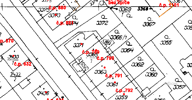 Poděbrady III 790, Poděbrady na parcele st. 3365/1 v KÚ Poděbrady, Katastrální mapa