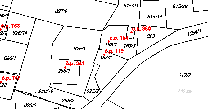 Bohosudov 119, Krupka na parcele st. 163/2 v KÚ Bohosudov, Katastrální mapa