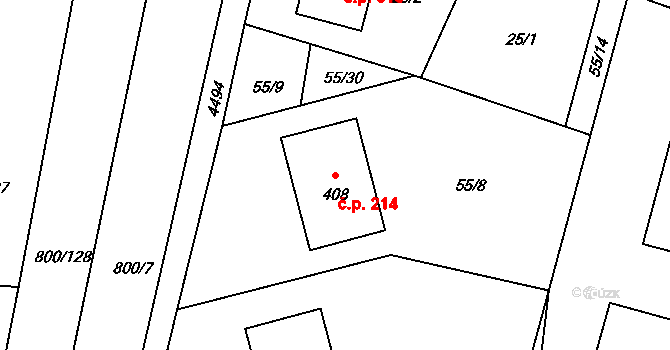 Opatov 214 na parcele st. 408 v KÚ Opatov na Moravě, Katastrální mapa