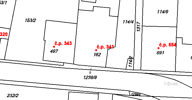 Benešov nad Ploučnicí 341 na parcele st. 162 v KÚ Benešov nad Ploučnicí, Katastrální mapa